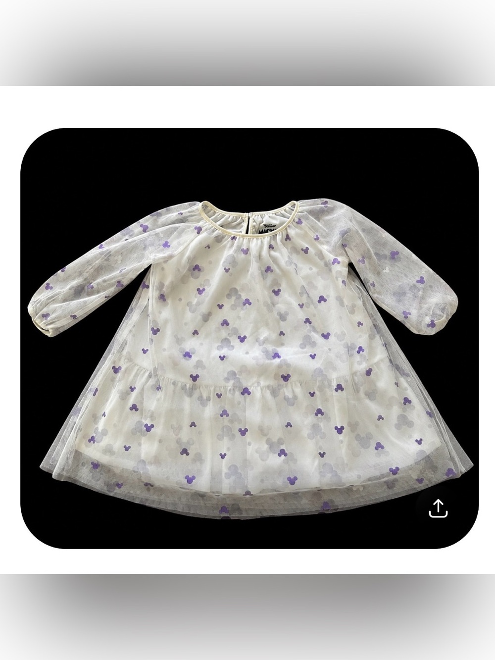 Disney Junior Ivory Tulle Dress with Purple Mickey Mouse  Print. Girls size 3T